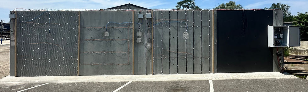 Installation de protection cathodique sur un mur en béton armé