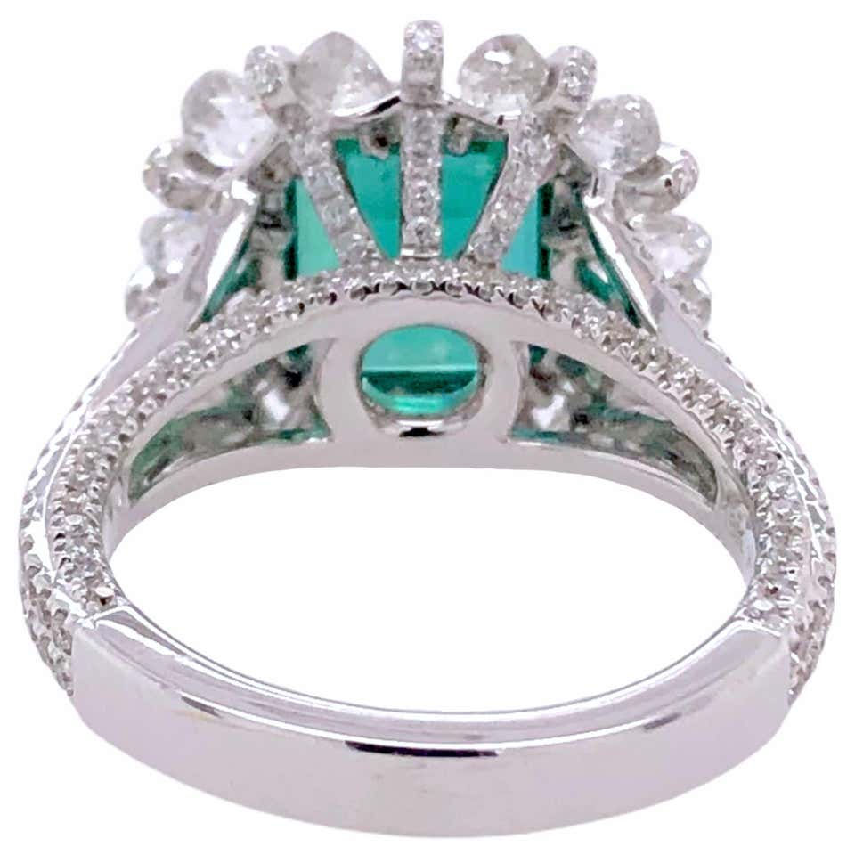 Thumbnail: 2.98ct Emerald Ring with Diamonds in 18K White Gold