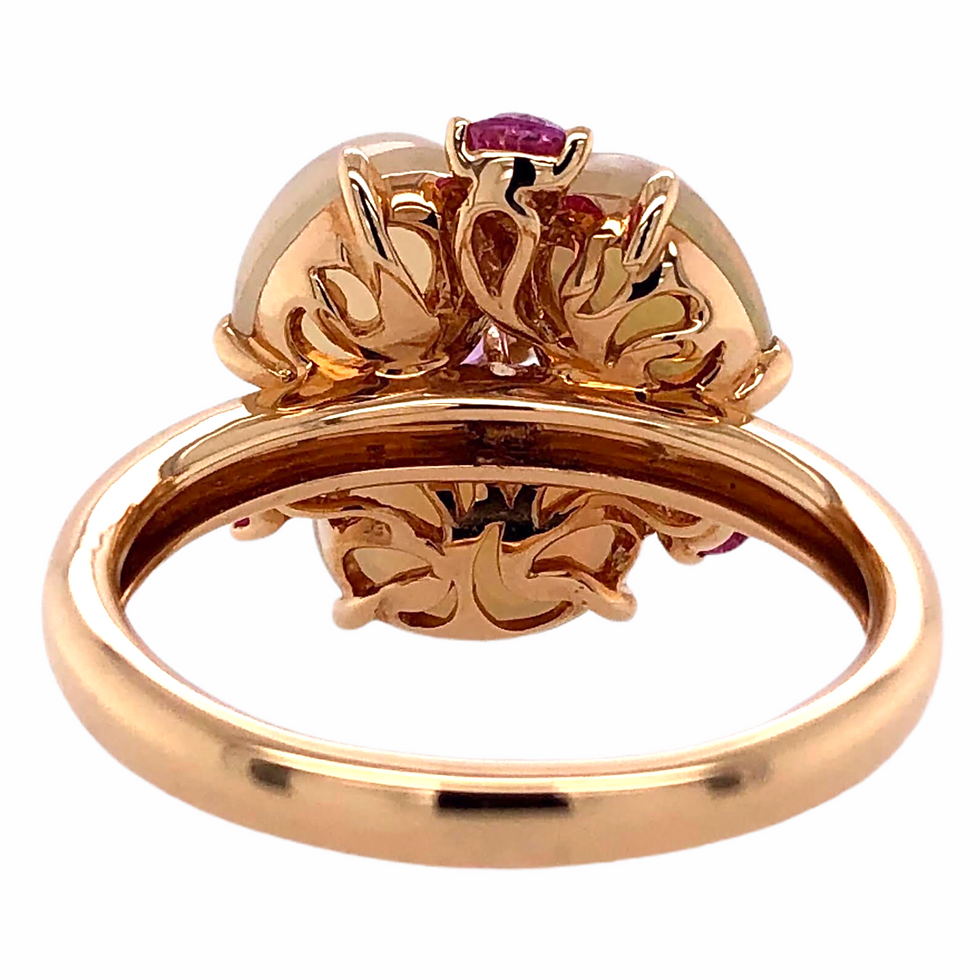 Thumbnail: 3.28ct Opal Ring with Pink Sapphire in 18K Rose Gold