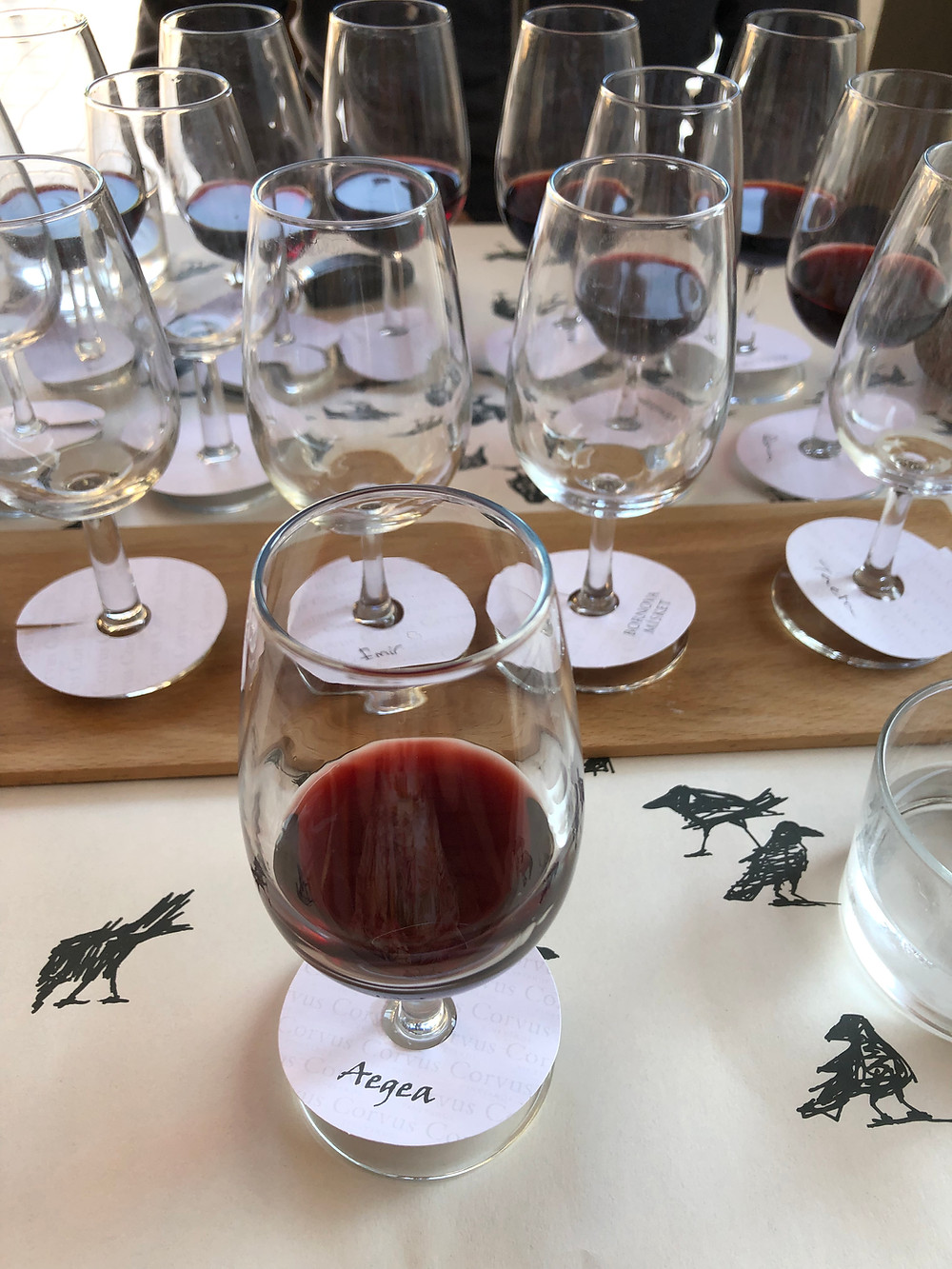 Turkish red wine tasting on Bozcaada island at Corvus winery wine bar
