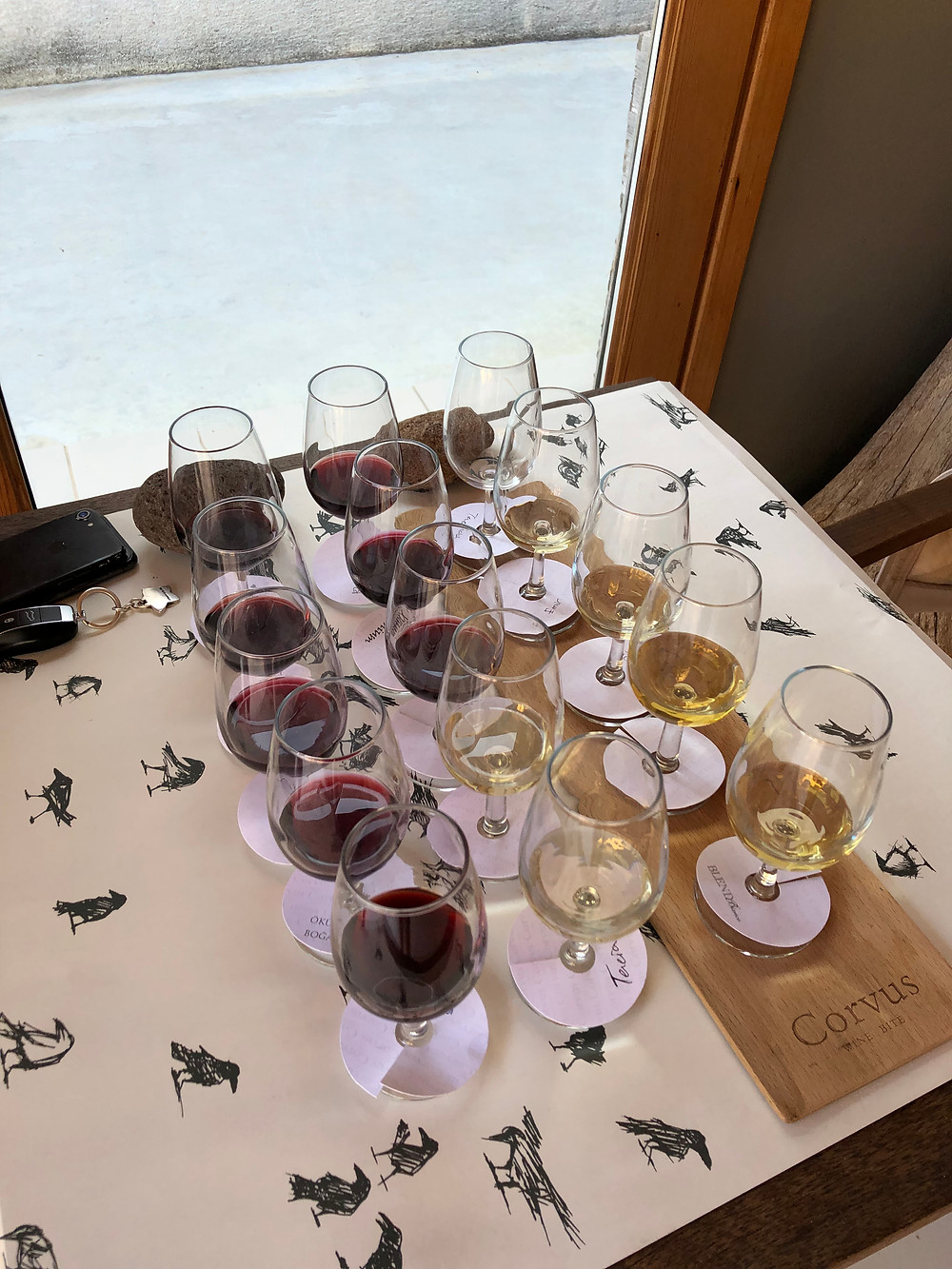 Wine tasting at Corvus winery at Wine & Bite Corvus wine bar on Bozcaada island Turkey