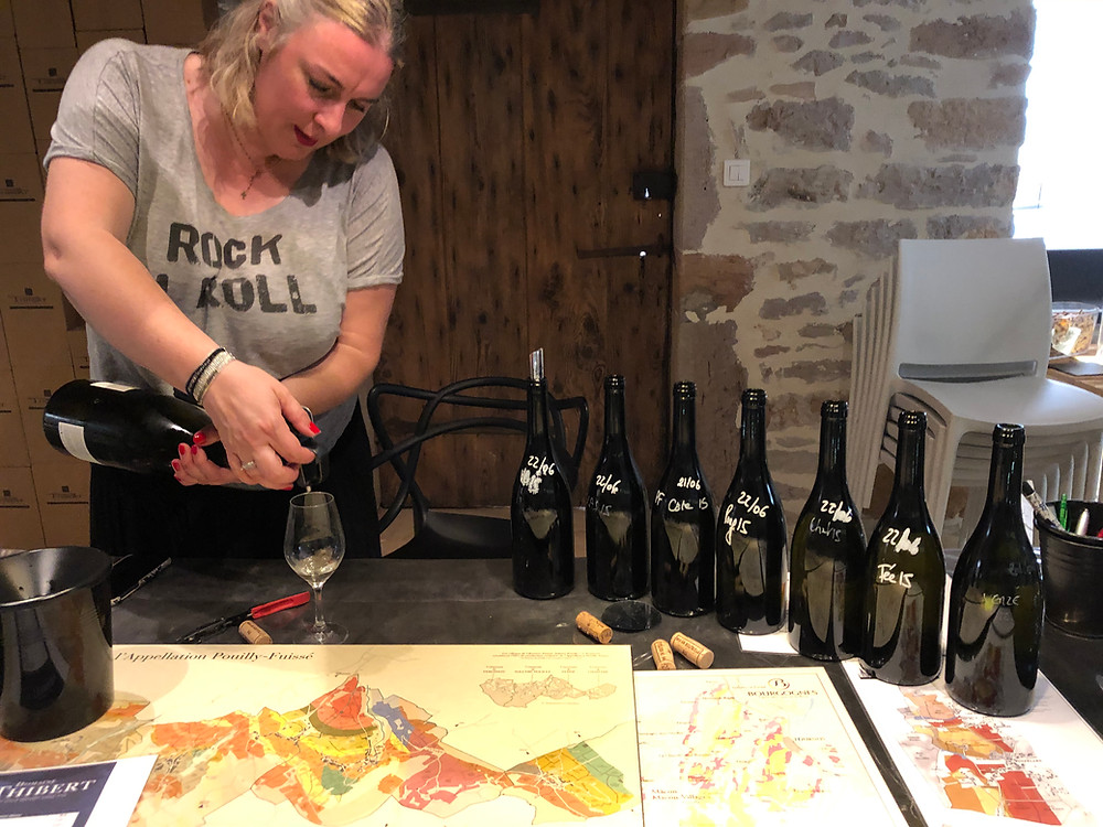 Wine tasting at the winery of Domaine Thibert Pere et Fils in Pouilly-Fuisse AOC during my Burgundy wine study trip