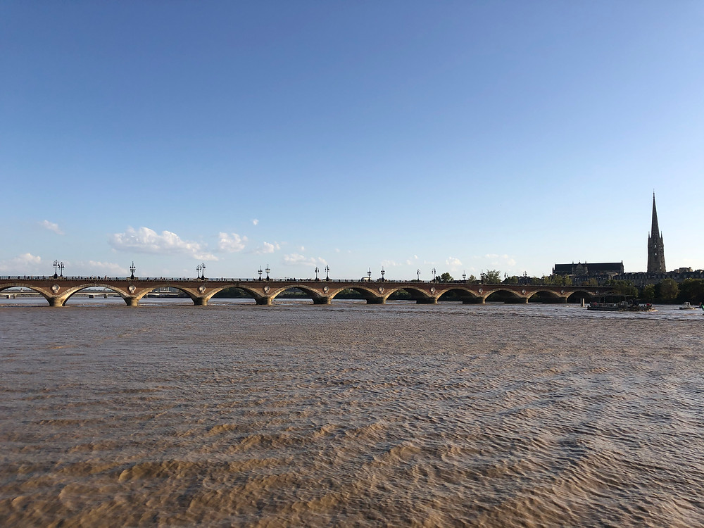 Garonne Bordeaux river and bridge view