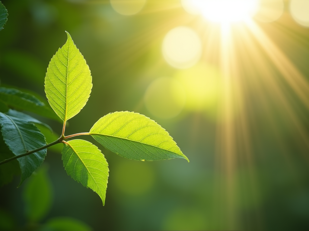 A tranquil scene of soft morning sunlight filtering through gentle green foliage.