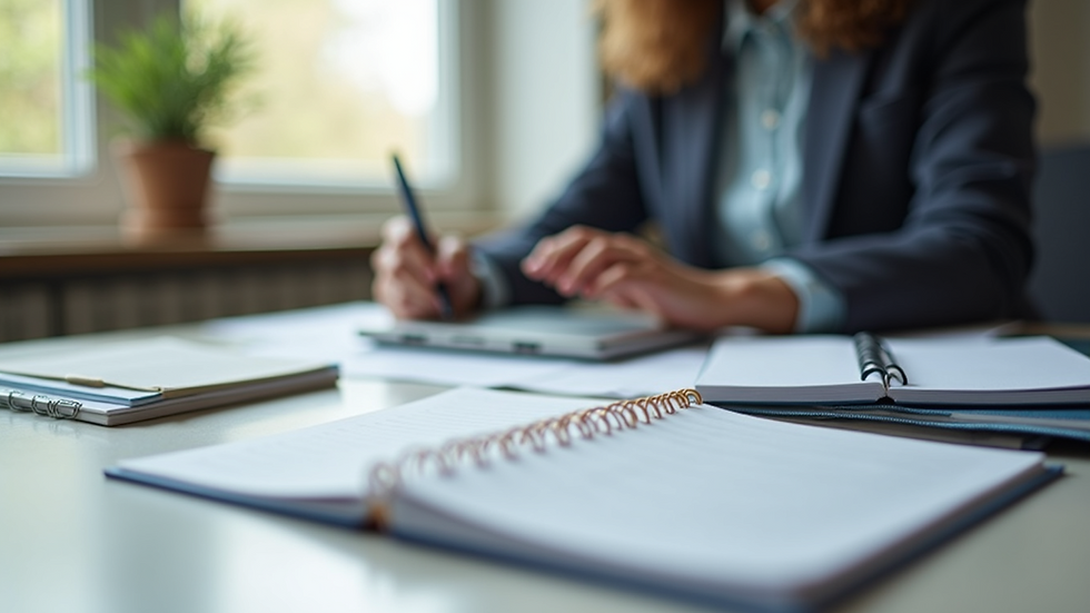 Close-up view of a counselor’s desk with mental health resources