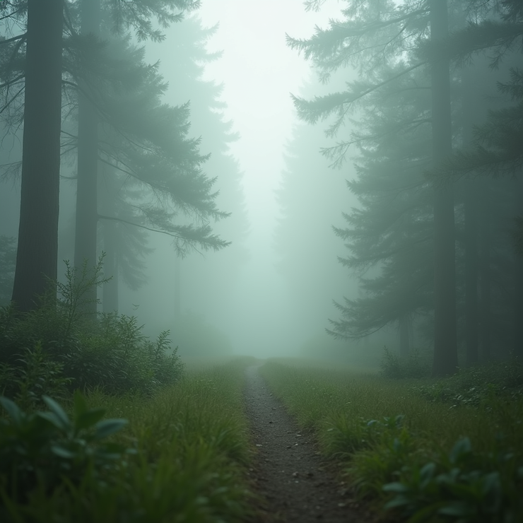 A misty morning in the woods symbolizing the clarity found in therapy.