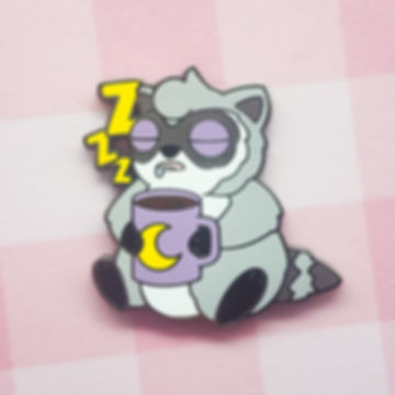 Midnight Brew Raccoon Enamel Pin