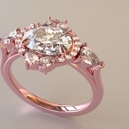 14K Rose gold CAD Render for Lab Grown Diamonds