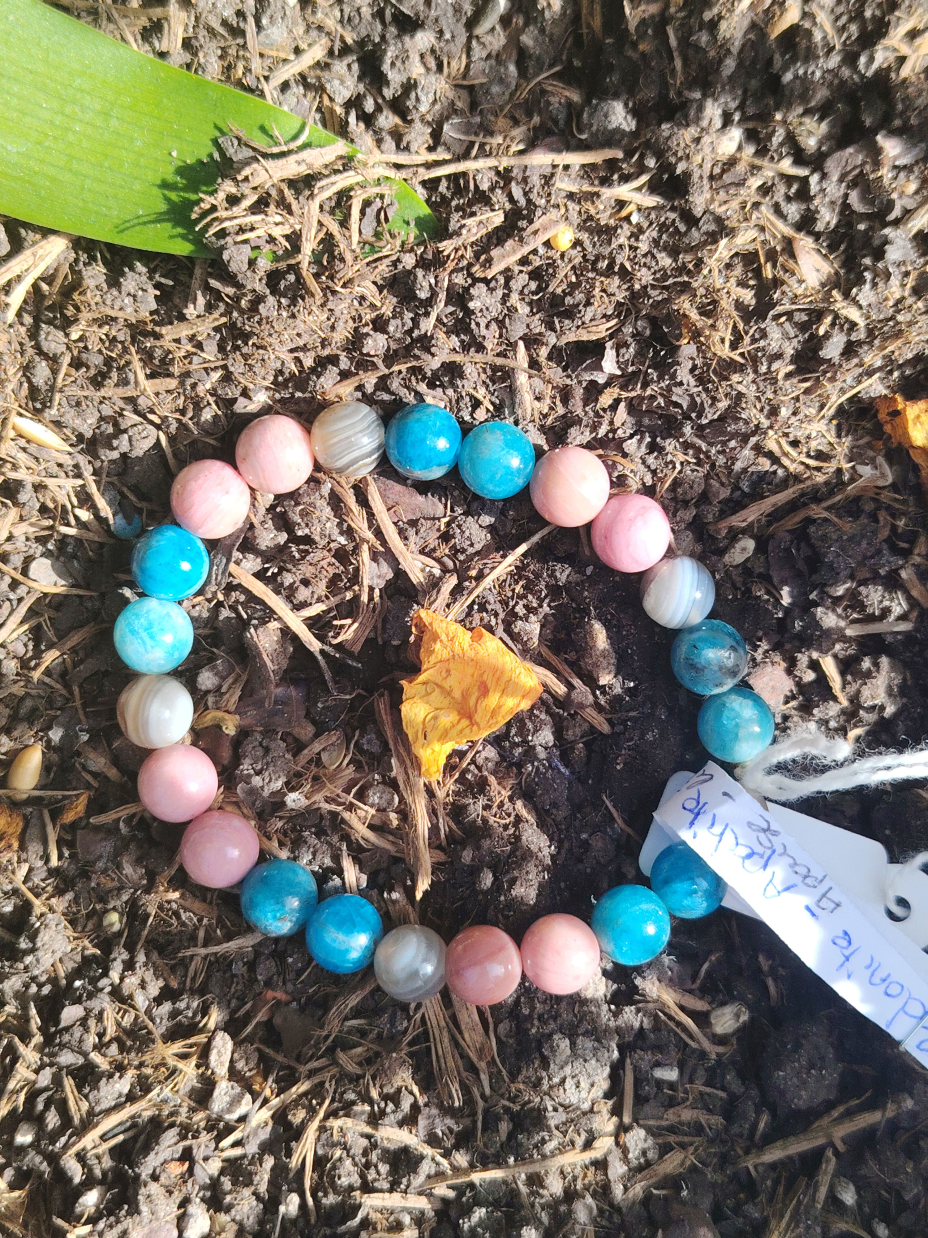 Bracelet Apatite, Rhodonite , Agathe de Botswana 8mm
