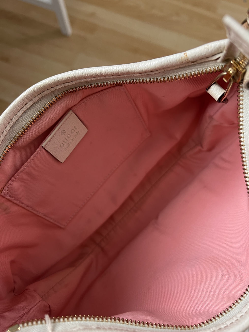 Thumbnail: Vintage Gucci Canvas Pink Abbey D-Ring GG White