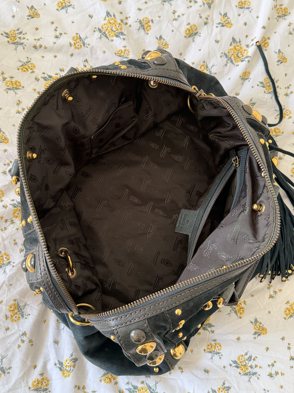 Thumbnail: Gucci Babouska Studded Suede Boston Bag