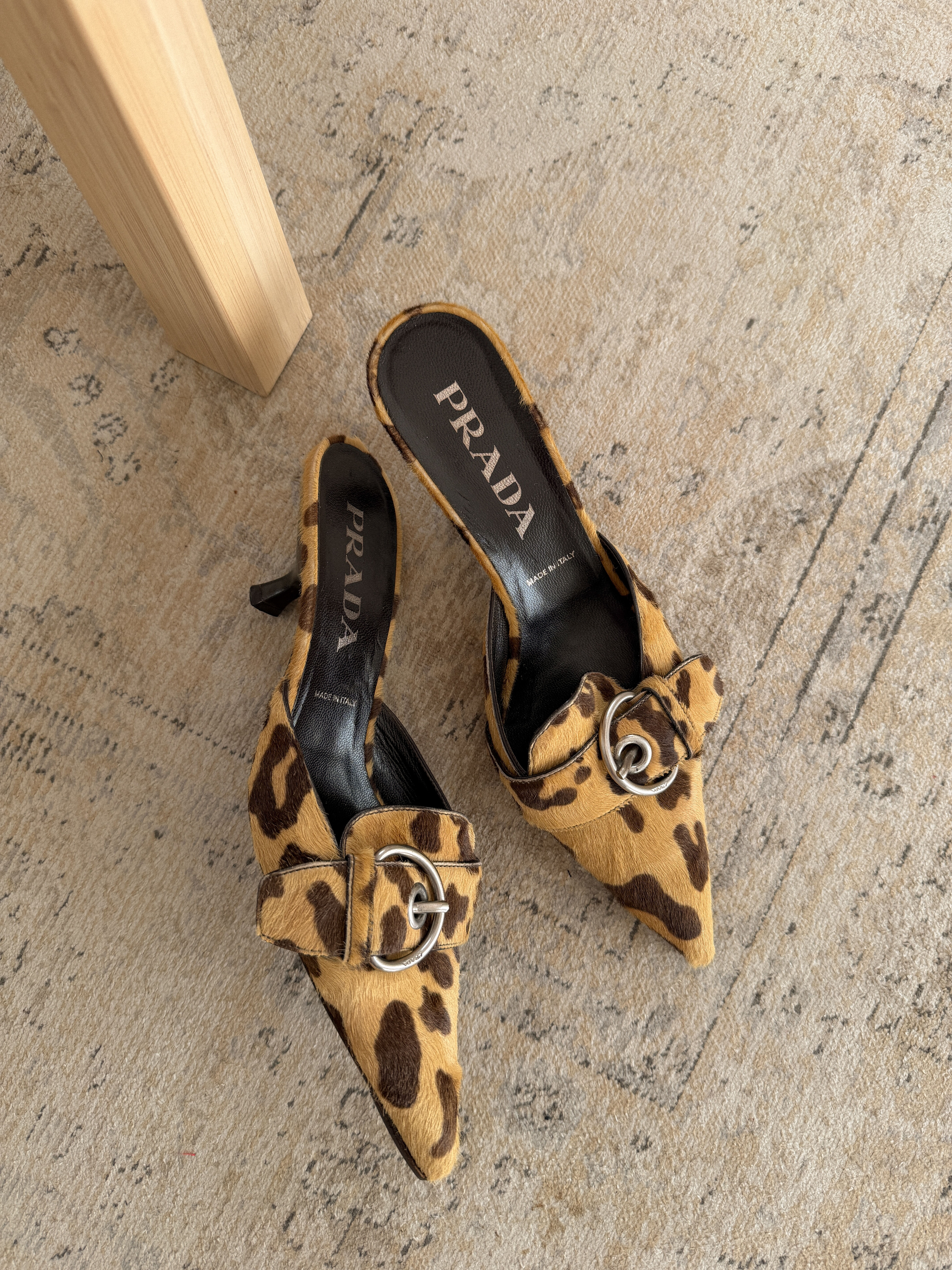 Prada Leopard Pony Hair Kitten Heels