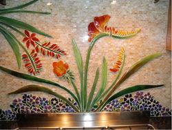 Dragonfly Tile botanical backsplash