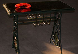 Black glass table & poppy, 2006