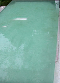 Vanity top during edge polishing