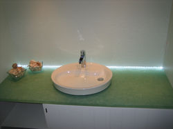 Custom glass vanity top, 2009
