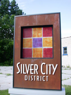 Silver City sign- woven glass, 2010