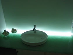 Custom glass vanity top, 2009