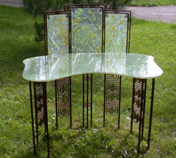 Amber glass desk -reverse side, 2004