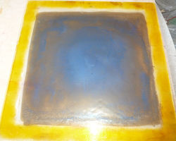 Blue & marigold glass panel - 22"