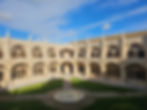 Interior courtyard of Jeronimos Monastery in Belem, Lisbon, Portugal