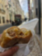 close up of bifanas do afonso sandwich in lisbon, portugal