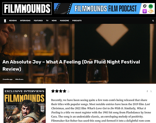 Filmhounds : Review What A Feeling at One Fluid Night Festival