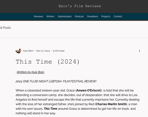 Bain’s Film Reviews - This Time at OFN 2024