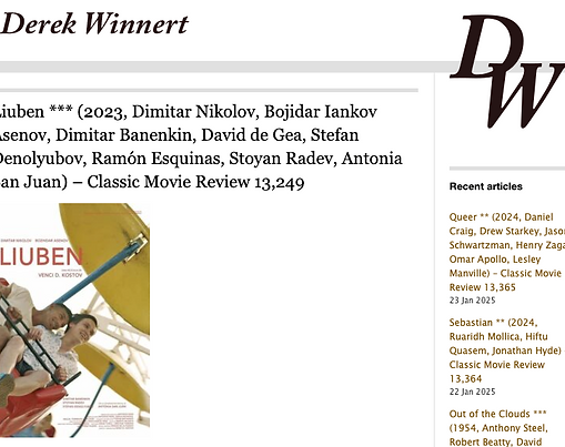 Derek Winnert: Review LIUBEN at OFN