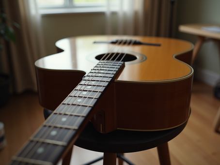 guitar laying down in a room