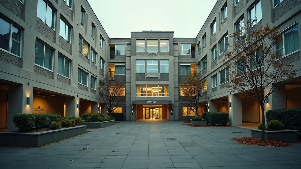 High angle view of Portland hospital exterior