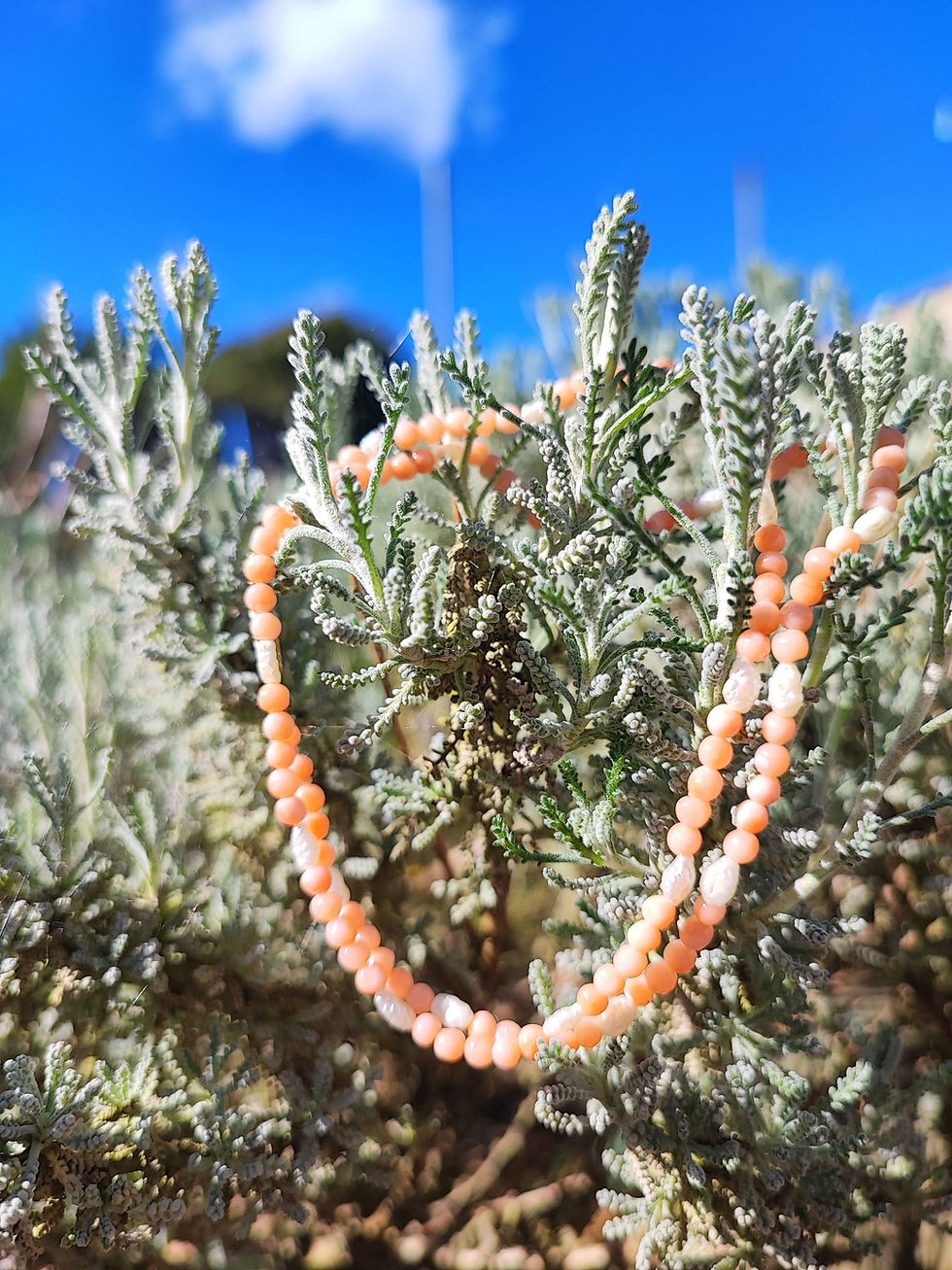 Thumbnail: Vintage 9ct coral & pearl necklace 