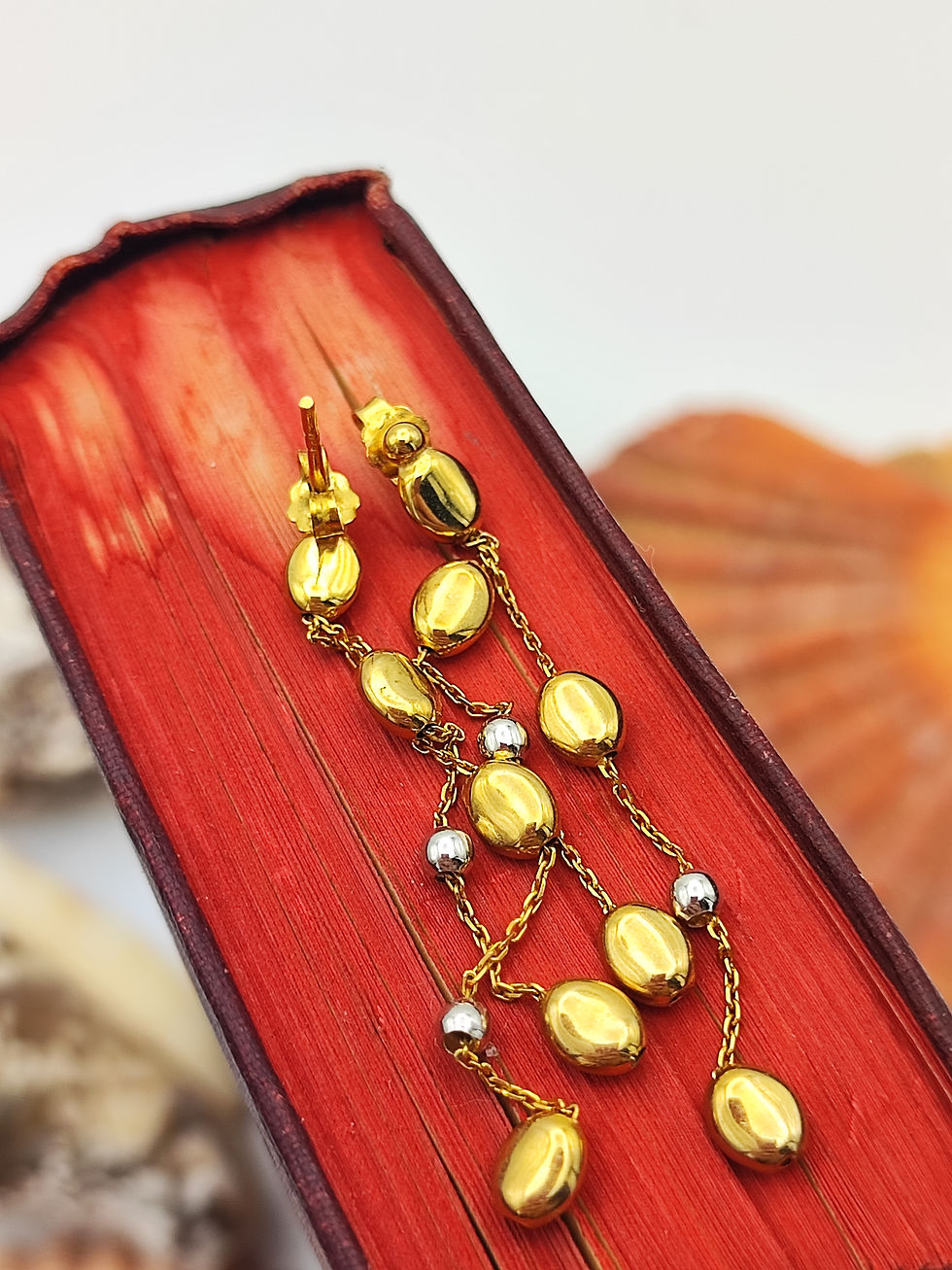 Thumbnail: 9ct two-tone waterfall nugget earrings 