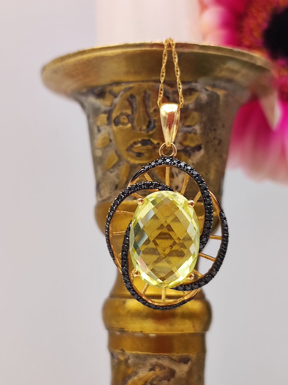 Thumbnail: 14ct citrine & diamond necklace 