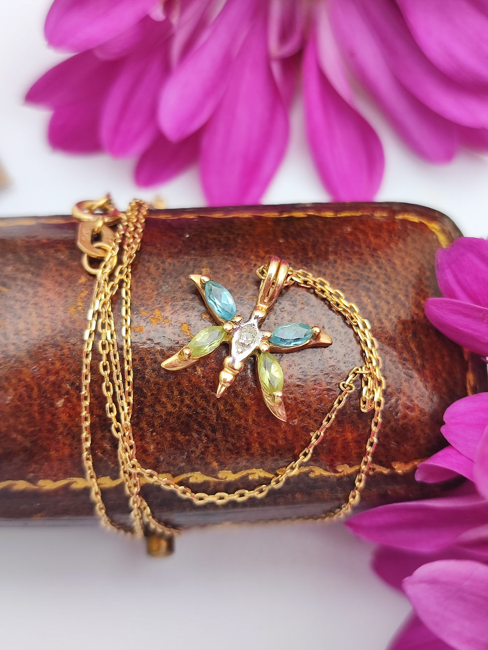 9ct multi-gemstone butterfly necklace