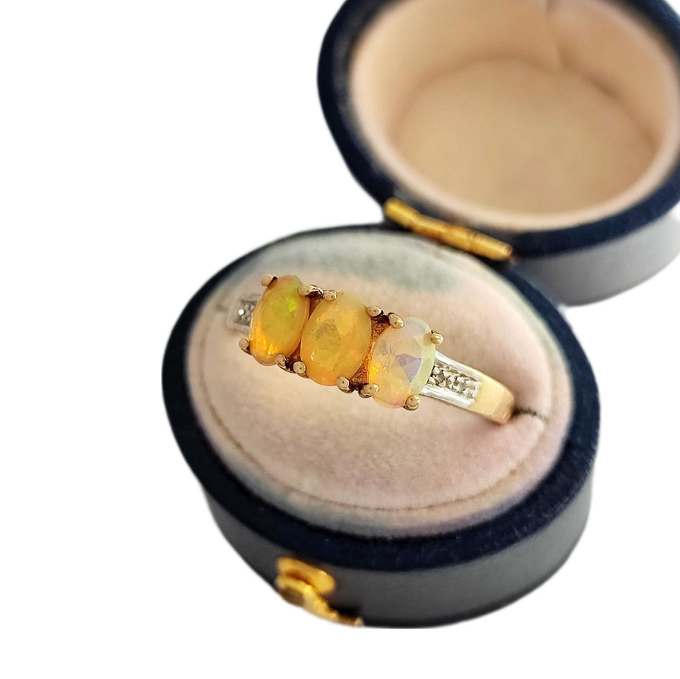 Thumbnail: 9ct Ethiopian opal & diamond ring