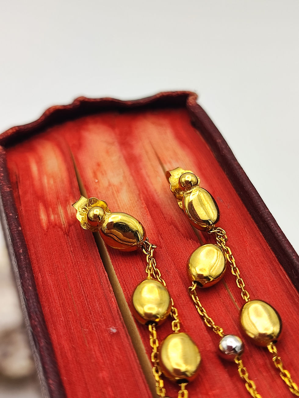 Thumbnail: 9ct two-tone waterfall nugget earrings 