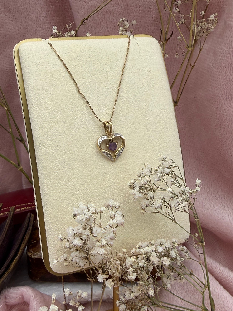 Thumbnail: 9ct diamond amethyst heart necklace 