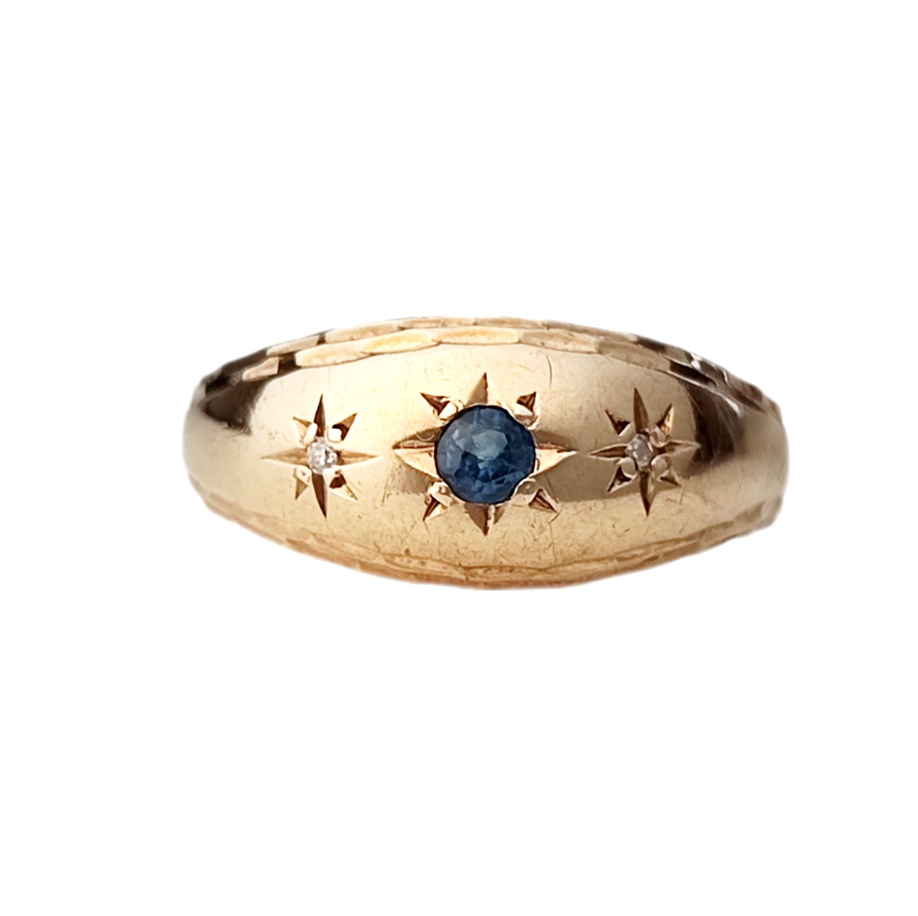 1980's 9ct starburst sapphire diamond ring