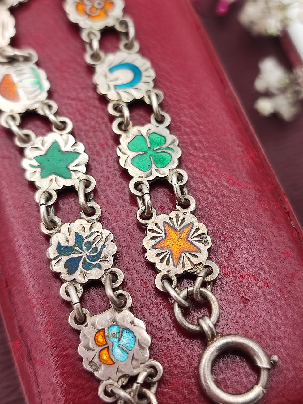 Thumbnail: 1930's lucky enamel charm bracelet 