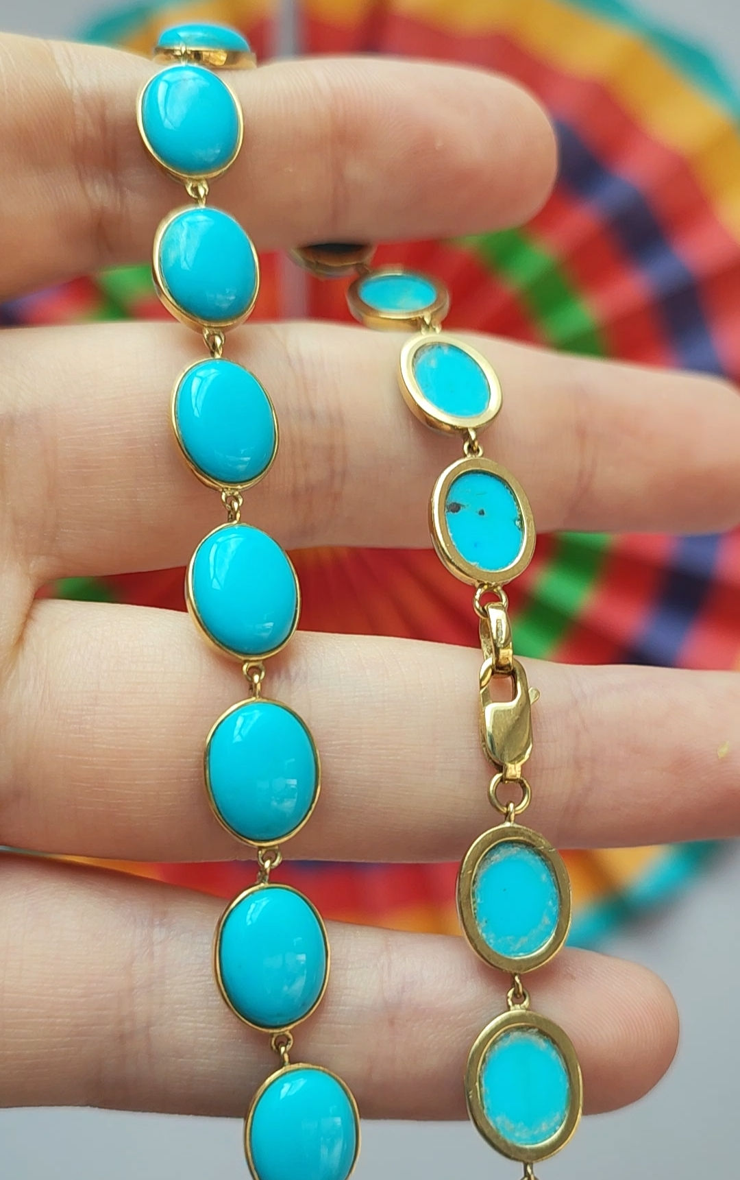 9ct yellow gold turquoise necklace