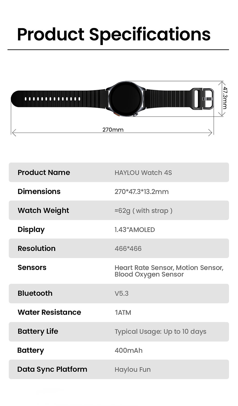 Thumbnail: HAYLOU Watch 4S GPS Smartwatch 1.43” HD AMOLED Display 5 Satellite GPS Positio