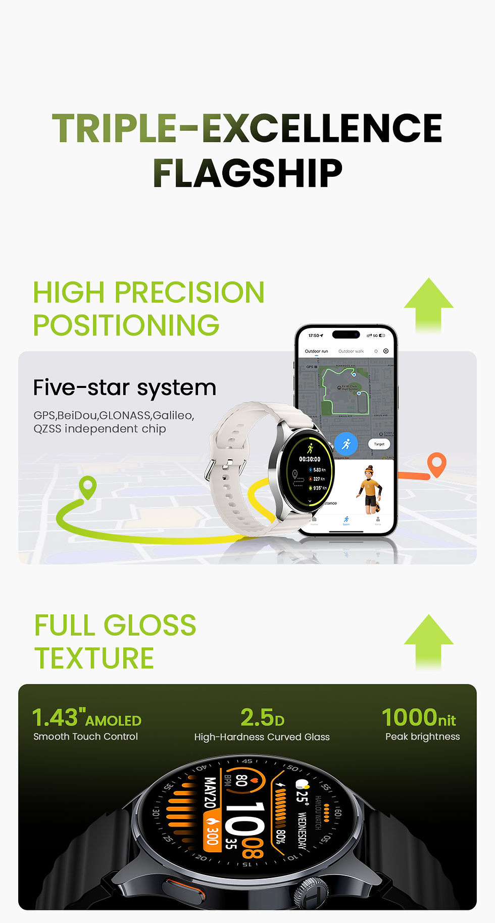 Thumbnail: HAYLOU Watch 4S GPS Smartwatch 1.43” HD AMOLED Display 5 Satellite GPS Positio