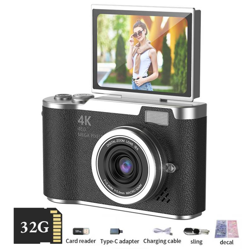 Thumbnail: 4K Digital Camera Beauty Filters 48MP HD Student CCD Camera CMOS Anti Shake 180�