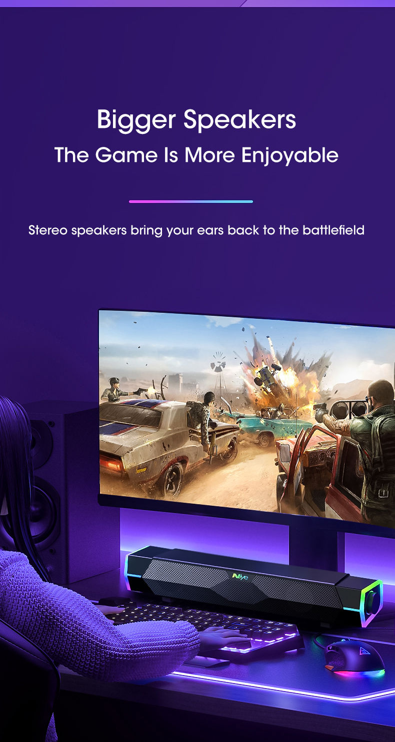 Thumbnail: 4D Computer Speakers Bluetooth 5.0 Wired Loudspeaker Surround Soundbar Speaker S