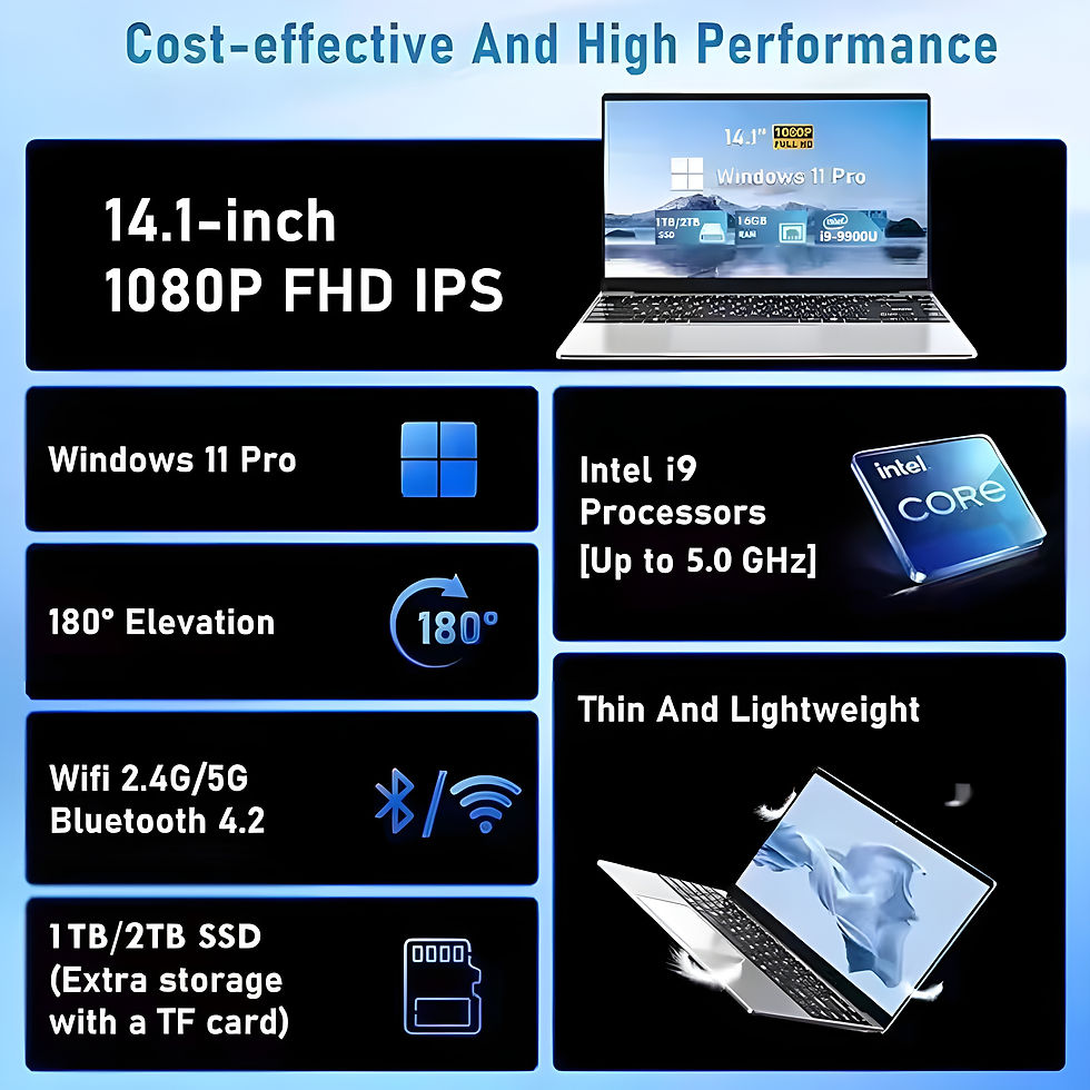 Thumbnail: 2025 14.1 Inch Slim Laptop Windows 11 Intel Core I9-9900U 32GB DDR4 2TB SSD Gami
