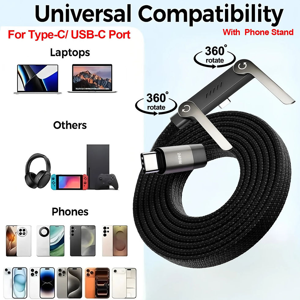 Thumbnail: 240W 2 in 1 USB C to USB C Fast Charging Foldable Bracket Data Cable Type C Desk