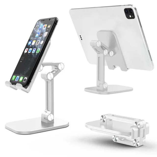 Thumbnail: Three Sections Foldable Desk Mobile Phone Holder For iPhone iPad Tablet Flexible