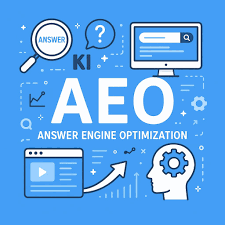 AEO – Yapay zekâ yanıt motoru optimizasyonunu anlatan dijital illüstrasyon