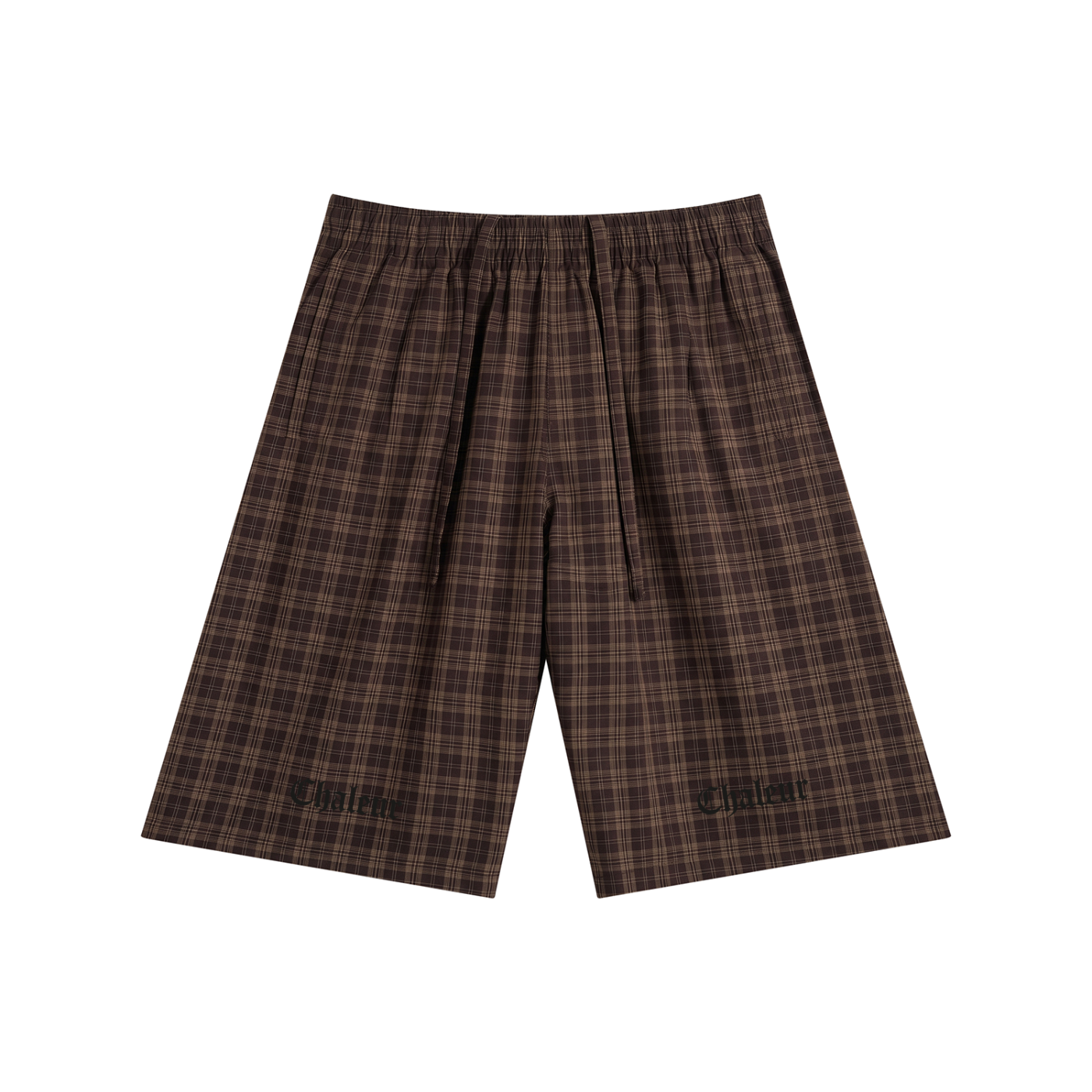 Brown Plaid Wide Leg Shorts